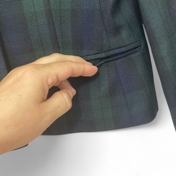 Vintage Laura Ashley Wool Plaid Skirt Suit Women’s 4 Navy Green Heritage Luxury - Picture 9 of 16